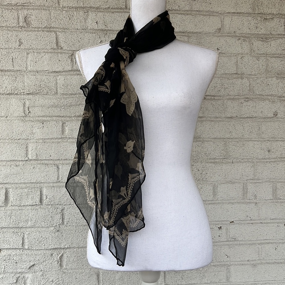 Anthropologie Silk Floral Scarf/Shawl - Picture 3 of 6